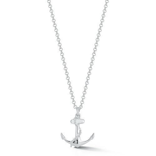 Small Anchor Necklace, 22in, Sterling Silver