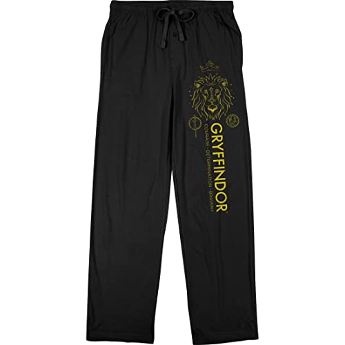 Bioworld Harry Potter House of Gryffindor with Lion Men's Black Graphic Sleep Pajama Pants