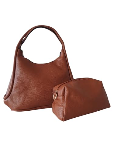 Bolso de hombro vintage marrón de 30x21x12 cm elegante y cómodo