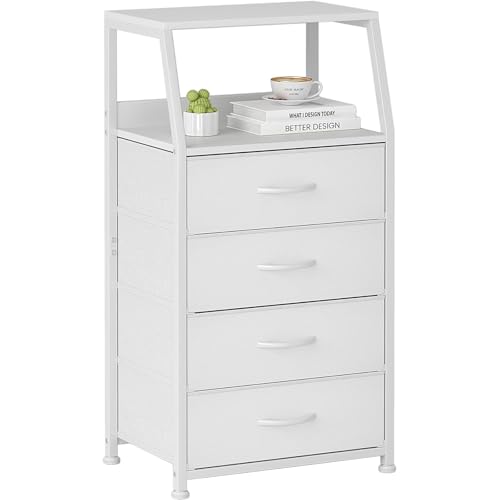 Mesita de noche con 4 cajones blanco cómoda