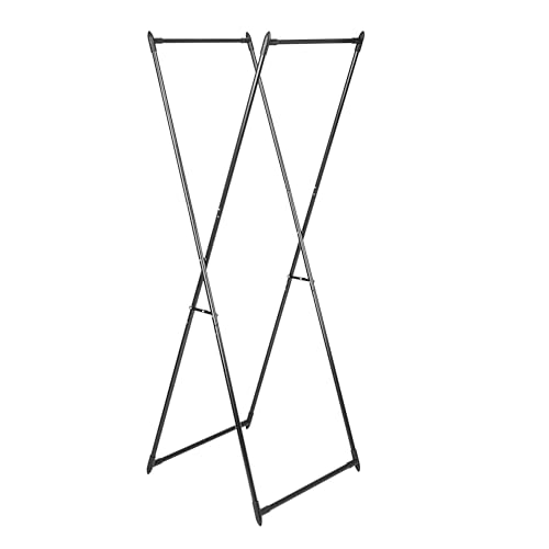 Image of Household Essentials Valet Folding Clothes Rack, Strong Metal X-Frame, Chic Design, Great for Guest and Dressing Rooms, Portable and Easy to Use, Folds Flat, Black