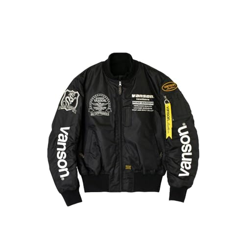 Amazon.co.jp: [バンソン] MA-1ジャケット ブラック/アイボリー L