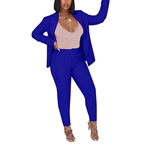 Women Open Front Long Sleeve Blazer and Pants Set Sexy Bodycon Business Pants Suit Formal 2 Piece Outfits2