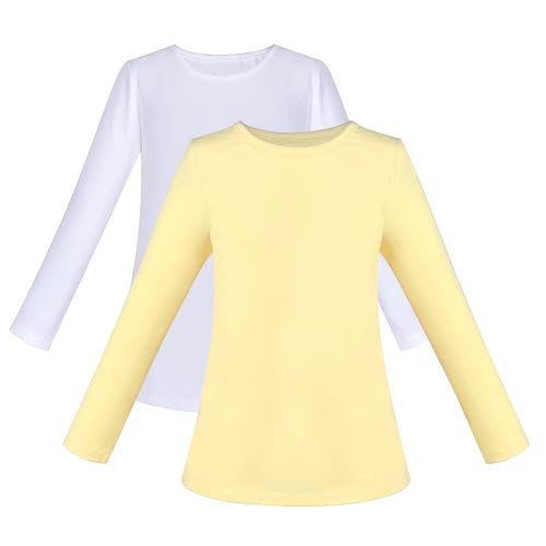 Sunny Fashion 2 Pack Girls Top Tee Shirt Base Layer Comfort Cotton Soft2