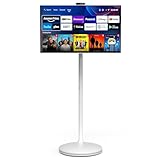 Cugima 32 Inch Portable TV 2K Smart Touchscreen Monitor, Android Rolling TV with Detachable Magnetic Camera, 20W Audio, Rechargeable Battery, Full Swivel Rotation, Built-in Voice Control