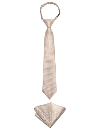 Image of Hi-Tie Boys Tie Pre-Tied Pocket Square Set Adjustable Kids Neckties Age 7-11 Years School UniForm Graduation