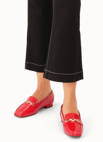 Image of Oh Mispares Womens Loafers Square Toe Low Heel Penny Loafers Fashion Comfortable Slip on Flats Casual Dressy Shoes for Women Work Office Patent Leather