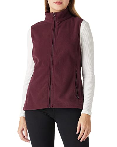 Outdoor Ventures Fleece Weste für Damen,Weich Ärmellos Jacke mit Reißverschlusstaschen, Sport Laufweste Frühling Herbst Fleeceweste Frauen Weinrot L/42