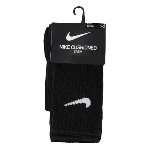 Nike Young Athletes Toddler Kids Cushioned 3-Pair Crew Socks Shoes 7C-10CY/4-5 (Sock Size)3