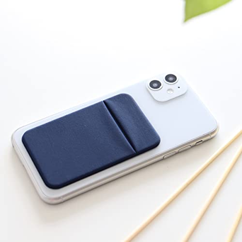 3Pack Cell Phone Card Holder Pocket for Back of Phone,Stretchy Stick on Wallet Credit Card ID Case Pouch Sleeve Adhesive Sticker with Flap for iPhone Samsung Galaxy, 2Black,1Navy Blue, 2.3 x