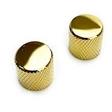 OVSAL Vacuum Gold Electric Bass Guitar Knobs Flat Top Metal Guitar Volume Tone Knobs for Strat Telecaster Jazz Les Paul 2PCS