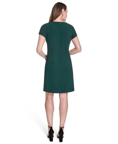 Image of Tommy Hilfiger Women's Cap Sleeve Crew Neck Two Hip Pockets Sheath Mini Dress