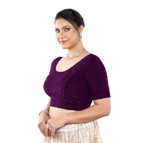 Image of Stay On Trend: Fashion Readymade Blouses for Women,Round Neckline Terry Jacquard Fabric.