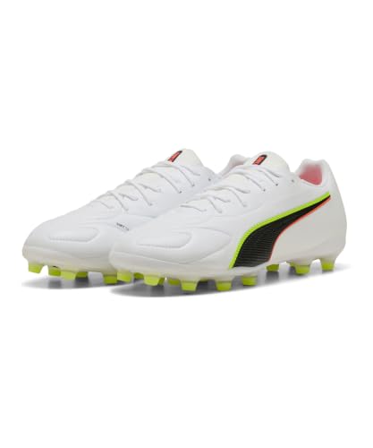 PUMA Unisex King 20 Match FG/AG Fußballschuh, weiß-leuchtendes Rot-Gelb Alert, Größe 42, Puma Weiß Leuchtend rot gelb Alarm, 42.5 EU – Ansicht 2