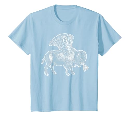 Funny Design Buffalo Wings Hot Foodie Chicken Bison Vintage T-Shirt, Youth, Baby Blue, Small