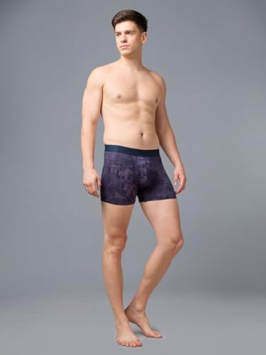 Image of TECHNOSPORT Men's Colorblock Trunks Underwear with ElastoLITE 4 Way Stretch Lightweight Breathable Moisture Wicking Soft Anti Odour Anti Microbial Comfort Fit Boxer Briefs Innerwear for Men