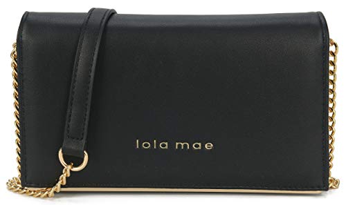lola mae Wallet Clutch for Women with Phone Holder, Cellphone Purse with strap Fold-Over Crossbody bag (BLACK) 6