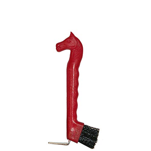 Intrepid International Horse Head Hoof Pick with Brush, Horse Brush for Grooming, Horse Supplies, Efficient Dual-Purpose Picks & Horse Brushes for Grooming, Promoting Hoof Health - Red