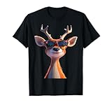 cervo con corna da sole a caccia di cervi renna cervo rosso maglietta