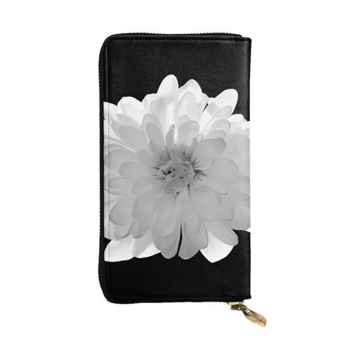 Portefeuille long en cuir à motif fleurs blanches, l'excellence d'un grand porte-monnaie