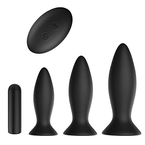 Anal Sex Toy Vibrator,3Pcs Vibrating Anal Butt Plug Training Kit, Remote Control 9 Vibration Modes Adult Anal Sex Toys Vibrators With Suction Cup Base For Male, Female And Beginner Black #TOP10