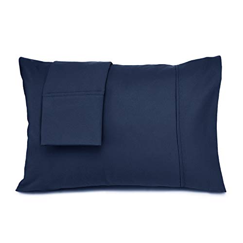 Nestl Pillowcases for Kids - Navy Blue Double Brushed Microfiber Toddler Pillow Cover - Machine Washable - Toddler Pillowcase 14 x 19-1800 Series Premium Pillow Case Set of 2