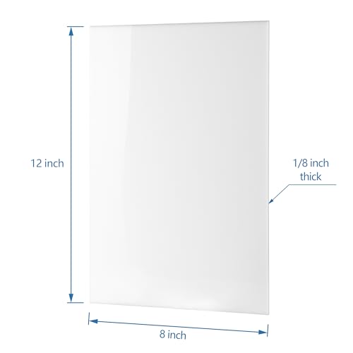 Image of KAITELA White Acrylic Sheet 8 inch x 12 inch x 1 /8 inch Thick (3mm) Cast Plexiglass Panel Plastic Board for Craft Project, Laser Cutting, Engraving, Sign, Pack of 2