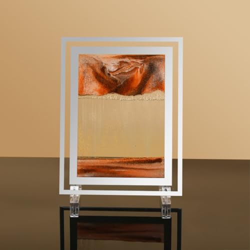 オブジェ インテリア 置物 おしゃれ 北欧 モダン 雑貨 サンドピクチャー 砂絵 置き型 アート 砂 動く砂 インテリア 部屋 サンドアート イエロー 綺麗 ユニーク L お洒落 癒し インテリア装飾小物 プレゼント ギフト 新築祝い KUZQIM