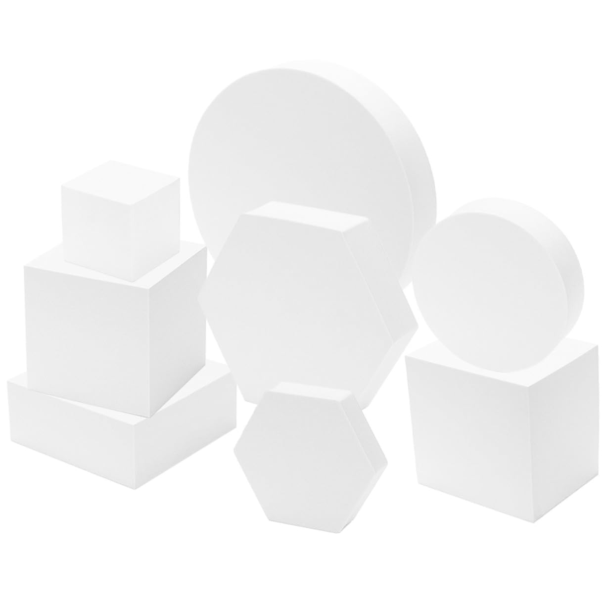 Ipetboom 8 Pezzi Oggetti di Scena per Servizi Fotografici Cubo di Schiuma Bianco, Accessori Decorativi per Fotografia di Prodotti Cosmetici e Gioielli, Supporti Leggeri per Studio