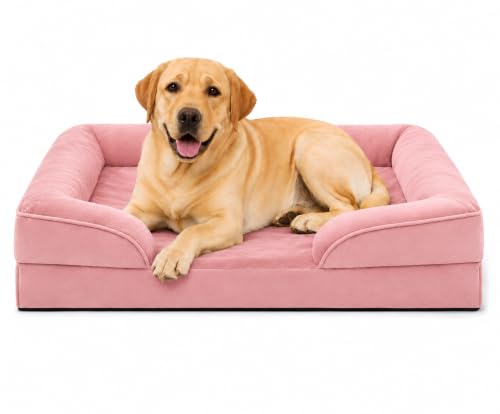 Image of PawHaven Dog Bed Comfortable Dog Mattress for Sleeping, Washable pet Bed for Dogs (Rose Pink, 42x30x3 inch)