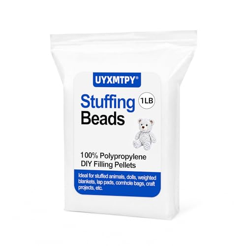 UYXMTPY Polypropylene Weighted Stuffing Beads Poly Pellets Durable & Premium Plastic Filler Beads for Stuffed Animals Dolls Weighted Blankets Lap Pads Cornhole Bags (1 LB / 16 oz)