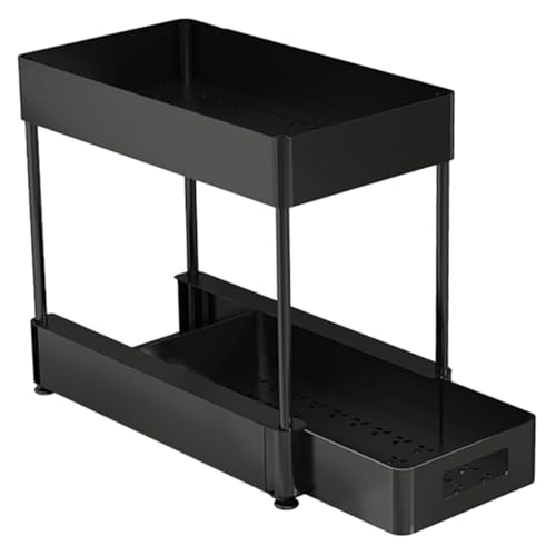 Alipis Under Sink Organizer Pull out Shelf for Kitchen Bathroom Storage Rack with Hollow Bottom Design for Efficient Under Cabinet Organization and Ventilation