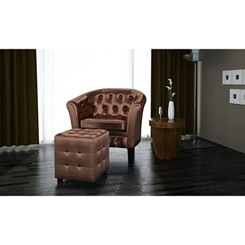 Sillón Plegable con Reposapiés Marrón miniatura 2