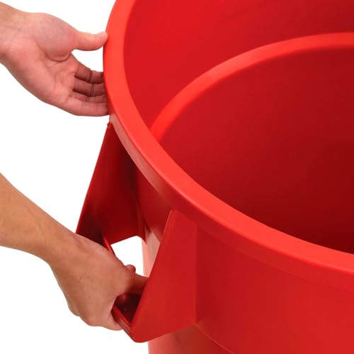 Caneca de basura redonda 44 galones rojo plástico miniatura 4