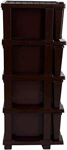 Image of Joyful Cargo Plastic Multipurpose Drawer (37 cm x 39 cm x 93 cm, Dark Brown), Large (FBACARGO4CREAM)