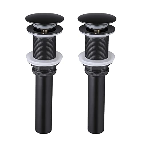 KES Black Sink Drain Without Overflow, Bathroom Sink Stopper, Pop Up Drain Vessel Sink, 2 Pack, All Metal Rustproof Brass and 304 Stainless Steel, Matte Black, S2008D-BK-P2 by KES - Used condition - CA$18.71
