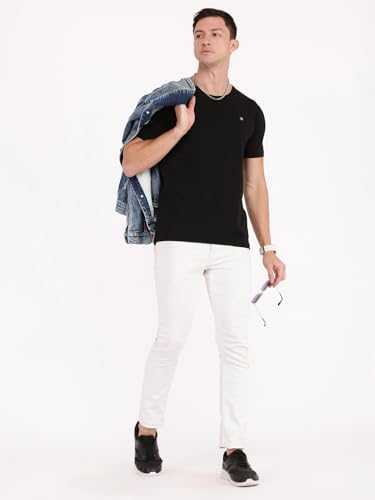 Image of Macroman M-Series Smartz Basics Half Sleeve Round Neck Stretch T-Shirt for Men, Cotton Blend (Pack of 1)