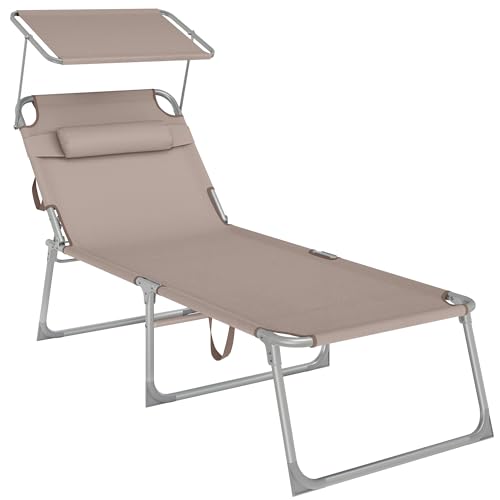 SONGMICS Bain de Soleil Grand, Chaise Longue Pliable, Transat, 71 x 200 x 38 cm, Capacité de...