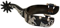 Metalab Black Satin Reining Spurs Floral And Reining Motif - Black Satin
