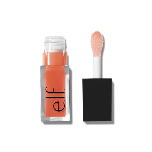 e.l.f. Glow Reviver Lip Oil, Nährendes, Getöntes Lippenöl Für Ein Hochglänzendes Finish, Angereichert Mit Jojobaöl, Vegan & Tierversuchsfrei, Coral Fixation