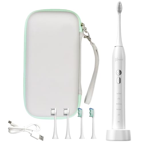 電動歯ブラシ 本体 超音波歯ブラシ 充電式 ケース付き 電動 音波式電動歯ブラシ 子供 携帯歯ブラシ かわいい 電動歯ブラシスタンド 飛び散り防止 音波 お風呂場 立て 出張先 収納 防水ipx8 (ホワイト, ハイスペック)