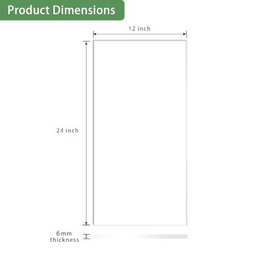 Image of Lesnlok 12 x 24 Frosted Acrylic Sheet 1 /4 inch Thick 6mm 1 Piece Bouble Sided Frosted Plexiglass Sheet,Transmittance 86%, for Decoration (1, Frosted Transparent, 12 x 24 x 1 /4)