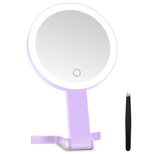 Espejo para maquillaje redondo con luz y aumento 30X
