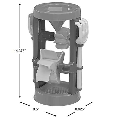 American Plastic Toys Kids’ Sand and Water Wheel Tower, Flowing Sand and Water, Built-in Top Funnel, Sieve, and Wheels, Shovel and Rake Included, Liquids, Combination, for Ages 18+ Months