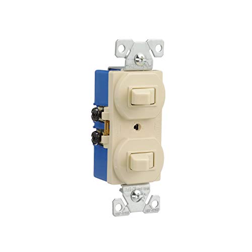 Eaton 271V-Box Arrow Hart 271V Duplex Grounding Toggle Switch, 120/277 Vac, 15 A, 1 Pole, Ivory #TOP5