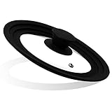 Houseables Pot Lid, Pan Cover, Universal, Silicon, Tempered Glass, Black, Fits 6', 7', 8', 4mm Thick, Vented, Replacement Top for Crockpot, Cast Iron Skillet, Heat Resistant Handle, Dishwasher Safe