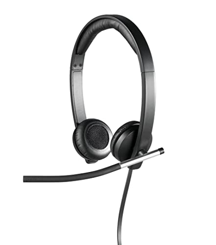 Logitech H650e, Auriculares con cable estéreo con micrófono con cancelación de ruido, USB, controles integrados, indicador LED, compatibles con PC/Mac/portátil - Negro