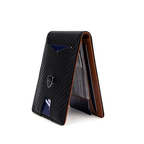 Slim Card Case Wallet with Money Clip, Mens Bifold Card Holder Wallet, RFID Leather Wallet for Men with Card Slots