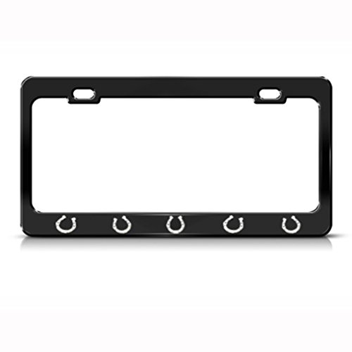 Speedy Pros Metal License Plate Frame Horseshoe Horseshoes Car Accessories Black 2 Holes