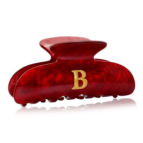 Image of Acrylic Letter Hair Clips for Women -Red Monogram Hair Claw Alphabet Large Hair Clip, Fashion Glitter Claw Clips Elegant And Durable Hair Accessory, Letter B